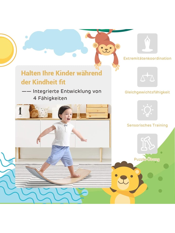 COSTWAY Balancierbrett mit Filztuch in Braun günstig kaufen 99 cm