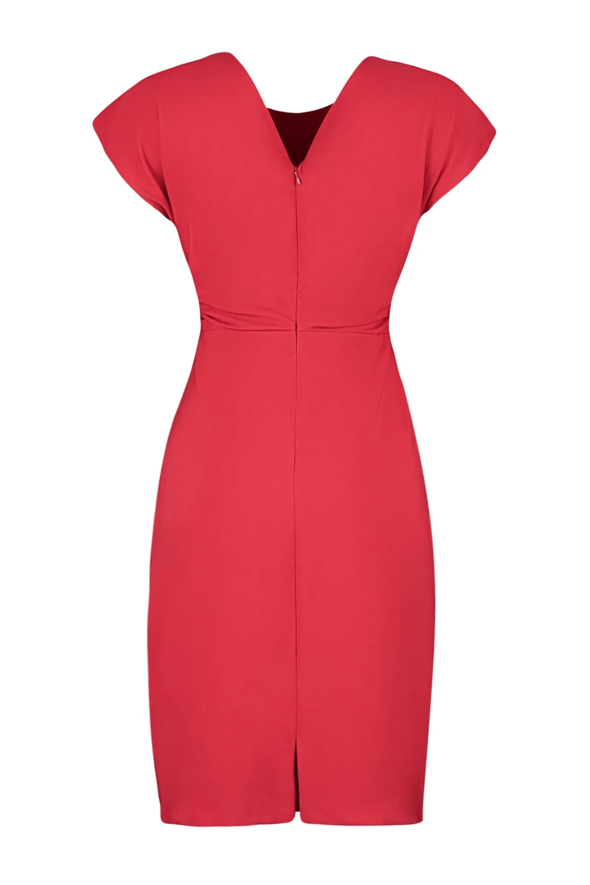 Trendyol Collection  Detailliert geschnittenes/tailliertes Mini-Webkleid mit rotem Rücken TWOSS23EL01672
