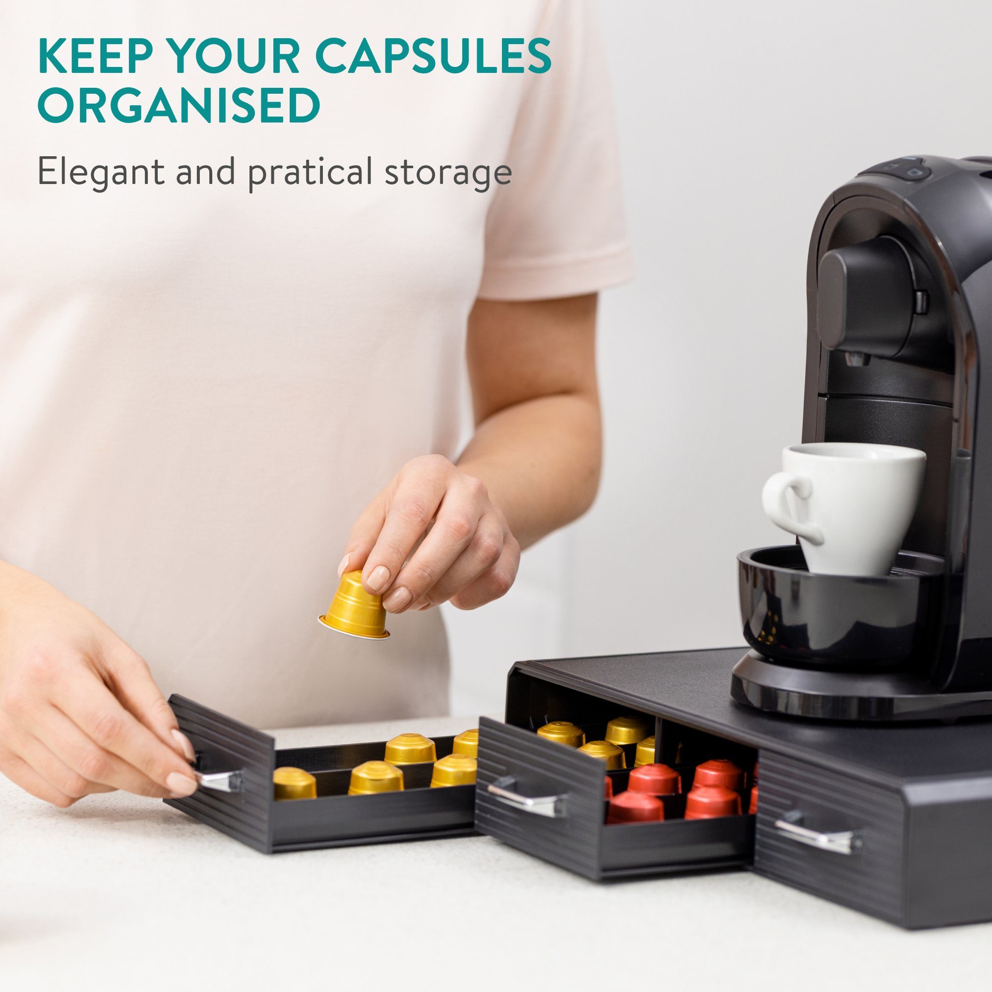 Navaris Kapselspender Kapselhalter Aufbewahrungsbox für Nespresso & CBTL Kapseln