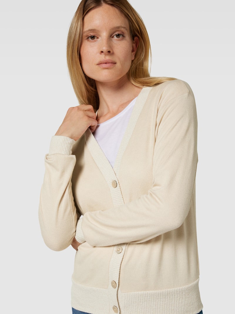 Cardigan mit gerippten Abschlüssen Modell 'COZY KNIT' in beige