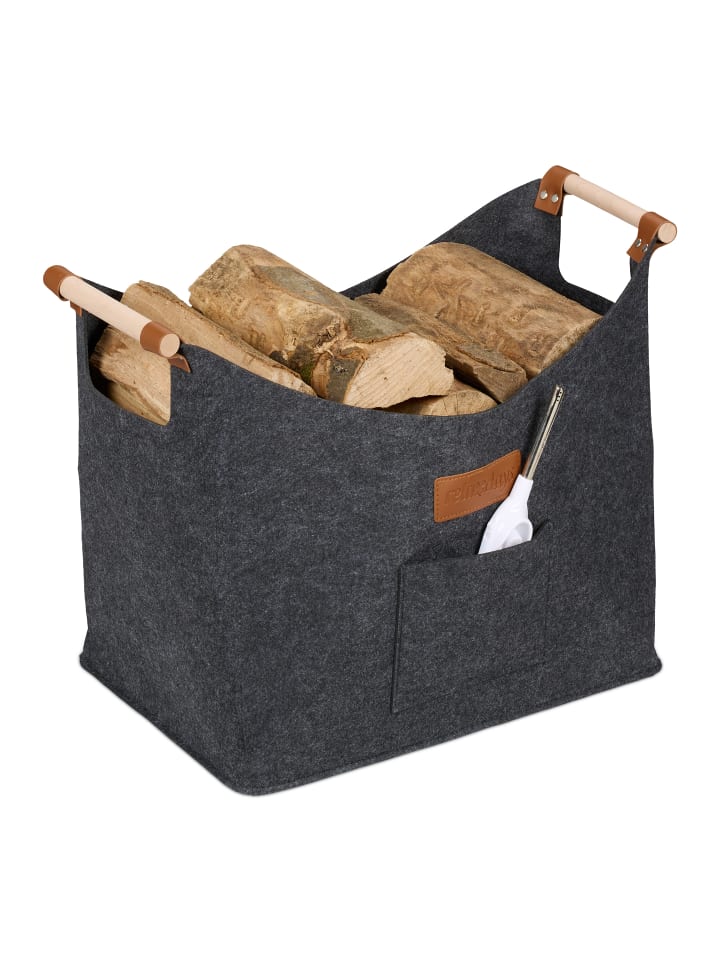 relaxdays Kaminholzkorb in Grau - 50 L günstig kaufen onesize