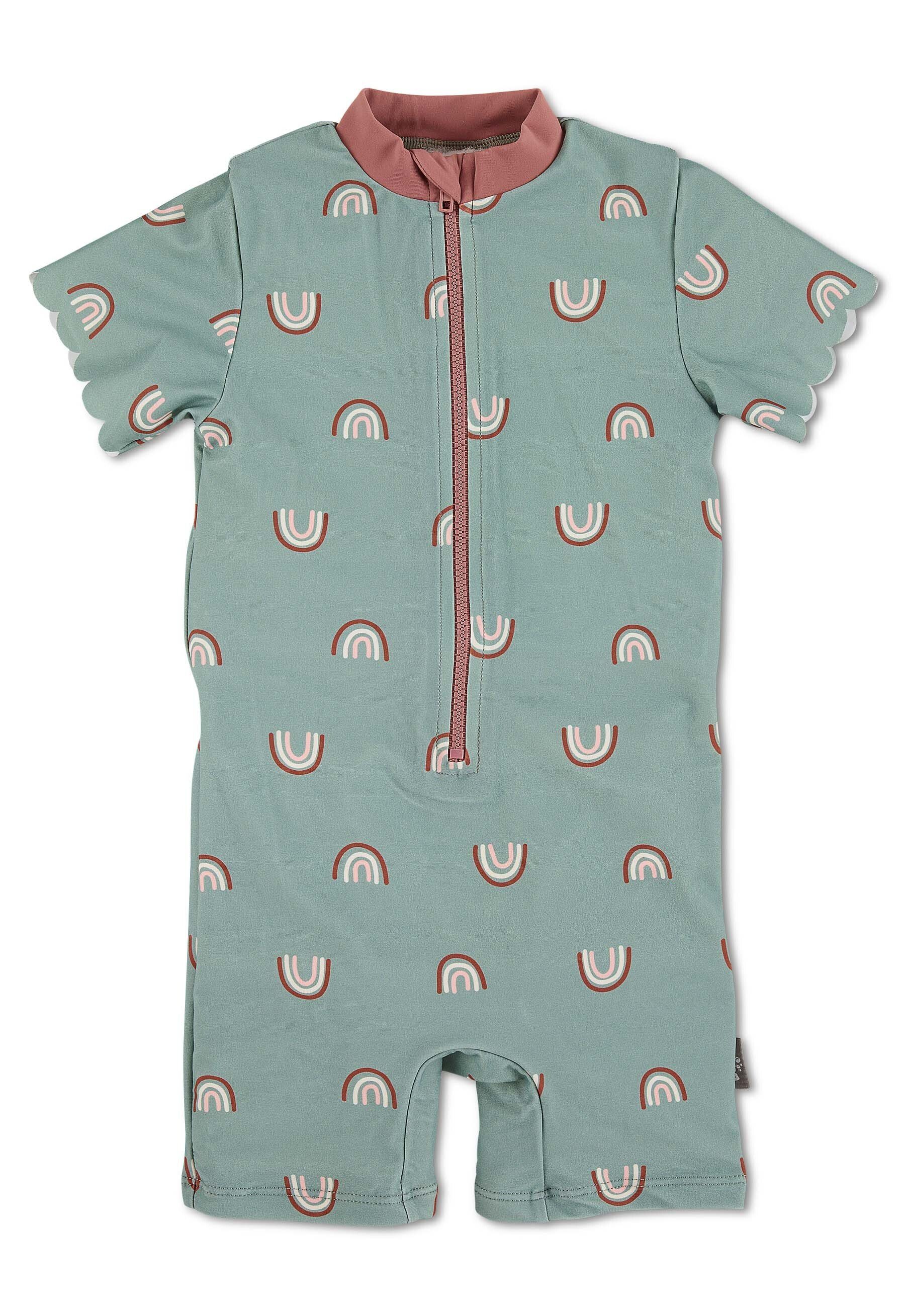 Sterntaler® Badeanzug Schwimmanzug Regenbogen (1-St., Kinderbadeanzug Langarm, Babyschwimmanzug gemustert) Schwimmanzug mit Reißverschluss und Stehkragen, Baby Badeanzug