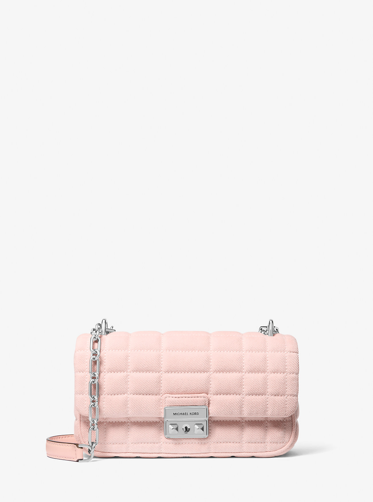 Tribeca liten vattert denim skulderveske - ROSEWATER