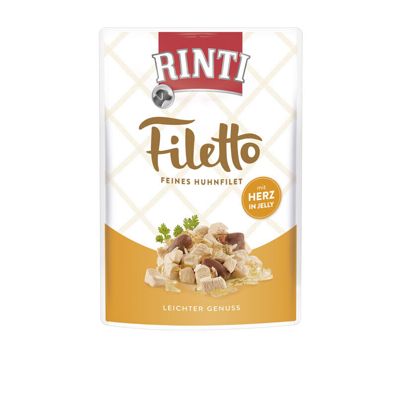 RINTI Hundenassfutter RINTI Filetto 24x100g Huhn & Hühnerherzen