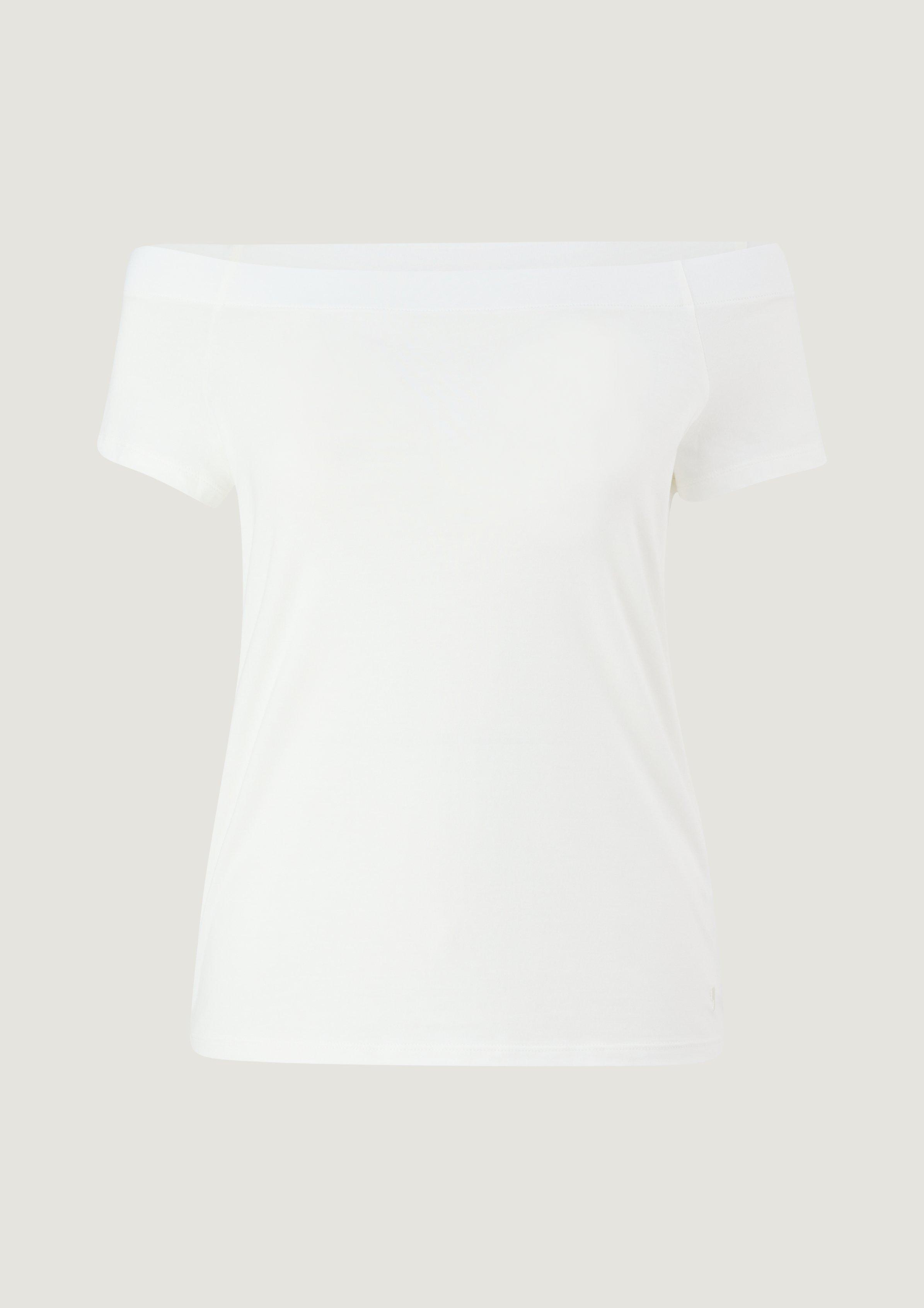 T-Shirt im Off shoulder-Look - weiß