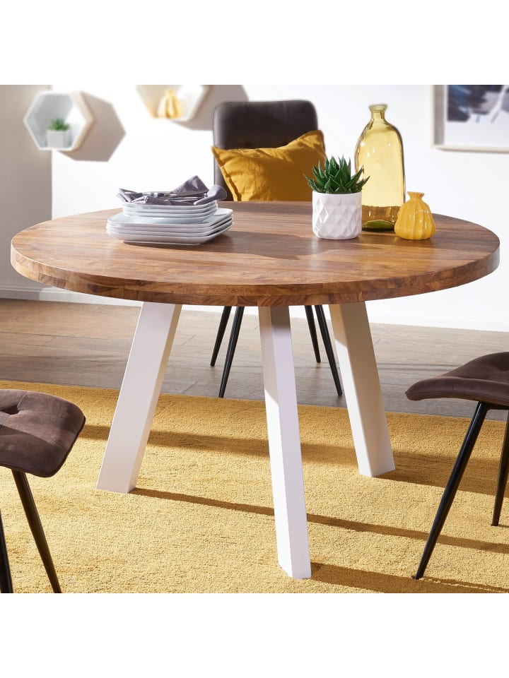 KADIMA DESIGN Esszimmertisch rund 130 cm Massiv Esstisch, Runder Holztisch günstig kaufen onesize