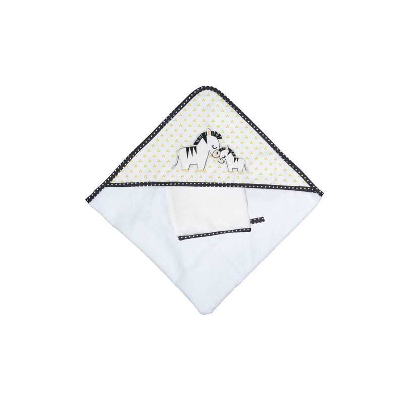 Cape de bain et gant Pluche et pompon