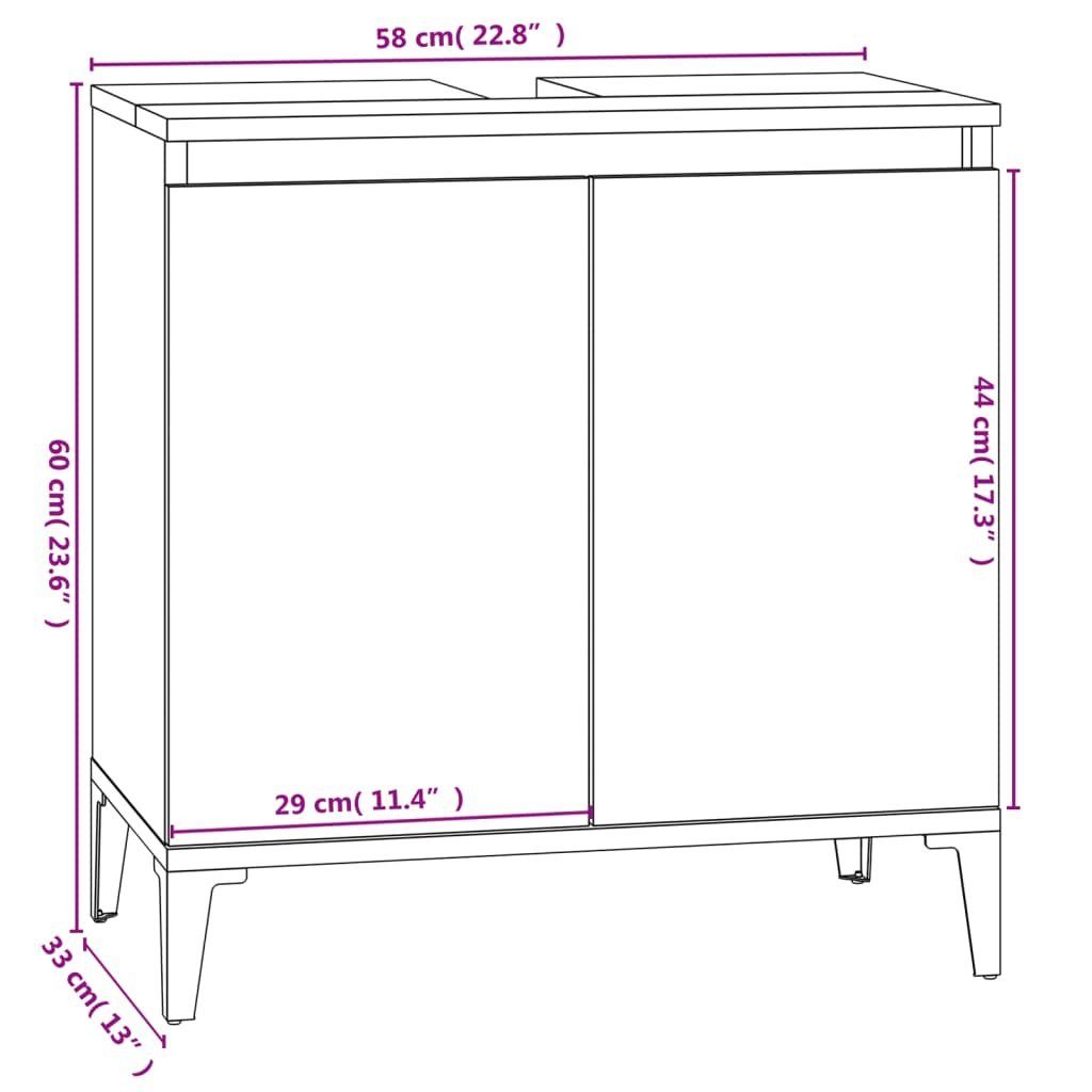 vidaXL Badezimmerspiegelschrank Waschbeckenunterschrank Grau Sonoma 58x33x60 cm Holzwerkstoff (1-St)