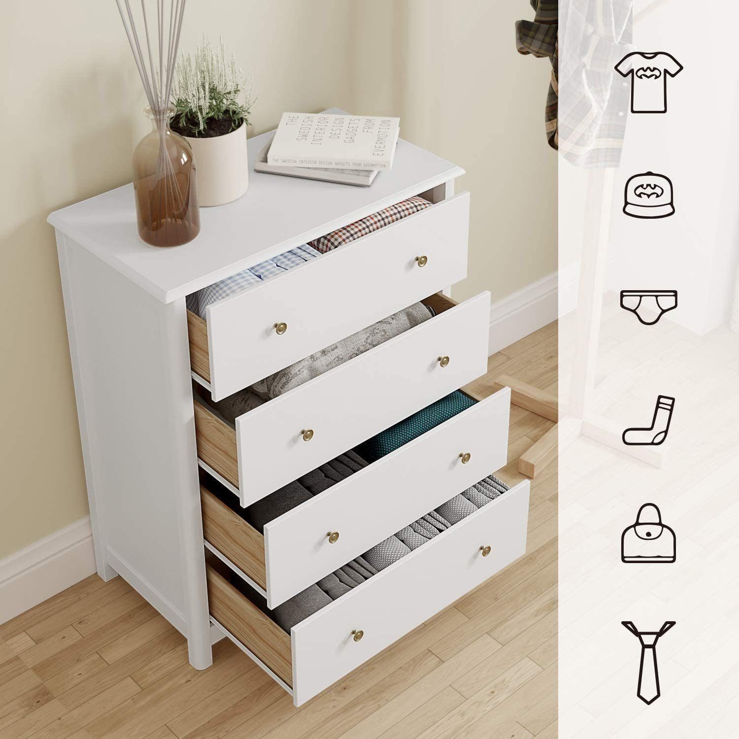 HOMECHO Kommode, Kommode mit Schubladen Mehrzweckschrank aus Holz