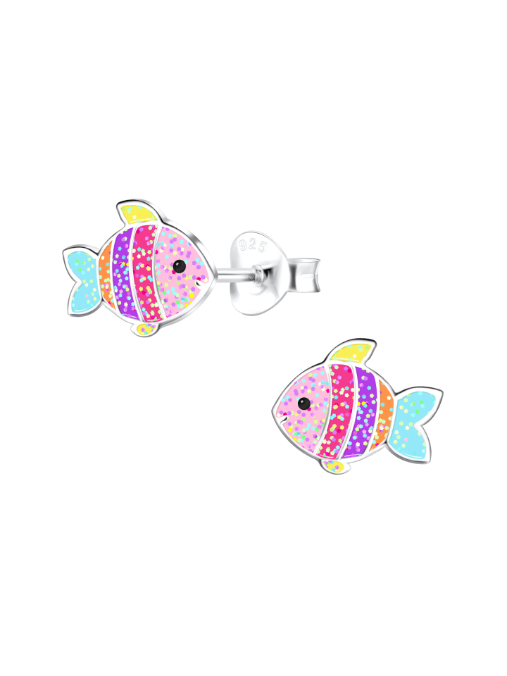 Alexander York Ohrringe, Ohrstecker FISCH regenbogenfarben in 925 Sterling Silber, 2-tlg. günstig kaufen onesize