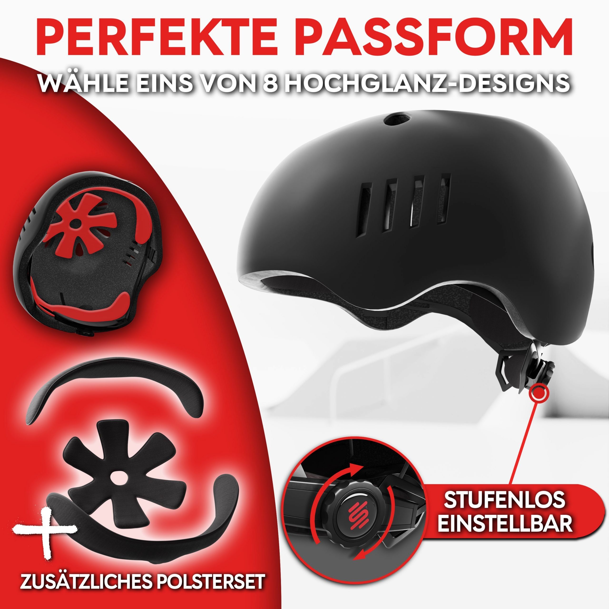 SKATEWIZ Fahrradhelm Fahrradhelm Kinder ab 6 - Fahrrad Helm Kinder Mädchen - Skaterhelm Kind - Helm Kinder 2 Jahre - Helm Fahrrad Kinder, Extrem leicht, gut durchlüftet, zusätzliches Innenpolsterset enthalten