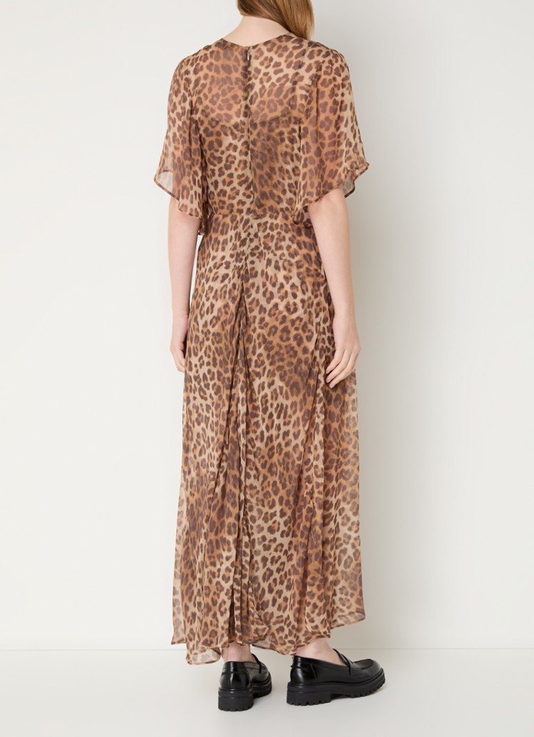 Maje maxi dress with leopard print and V-neck
