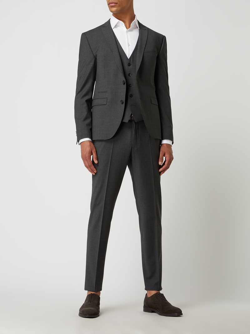 Slim Fit 2-Knopf-Sakko mit Stretch-Anteil Modell 'CiCastello' - 'CIPOWERSTRETCH' in mittelgrau
