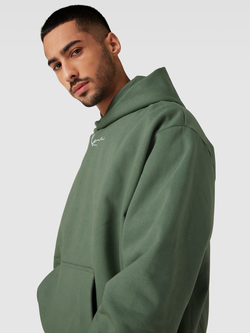 Hoodie mit Logo-Stitching Modell 'Signature' in bottle
