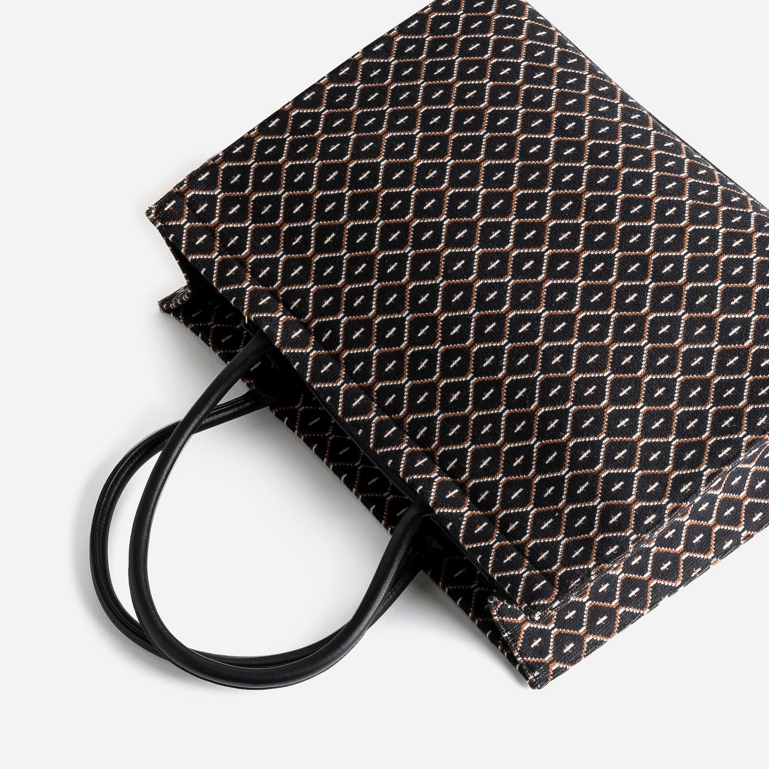Sac cabas noir en textile à motif graphique