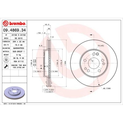 09.4869.34 BREMSSCHEIBE BREMBO VA  VP2 - ATU