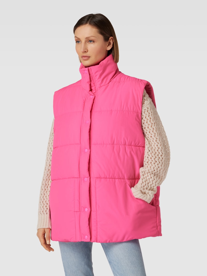 Steppweste mit Druckknopfleiste in neon pink