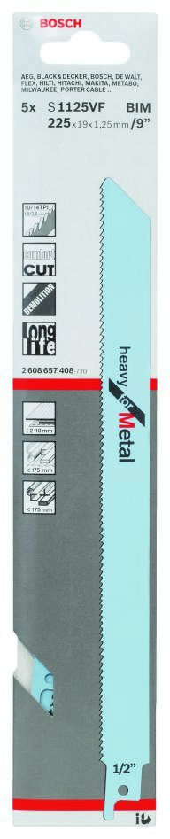 Bosch Blue Accessories 2608657408 S1125VF bajonetsavklinge kraftig til metal 225 mm 5 stk.