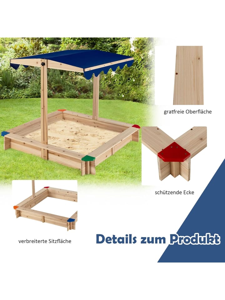 COSTWAY Sandkasten aus Zedernholz in Beige günstig kaufen onesize