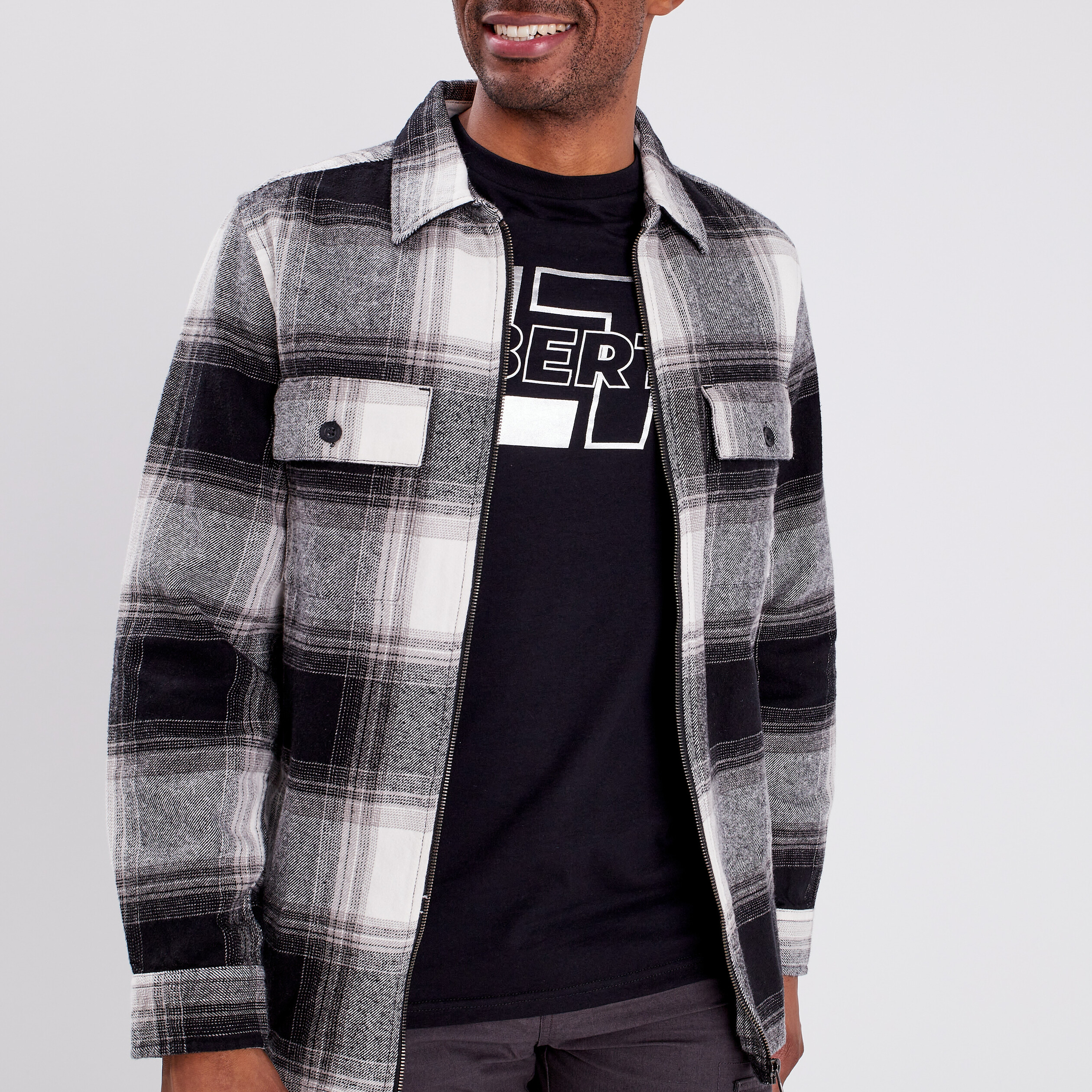 Surchemise manches longues zippée noir homme | La Halle
