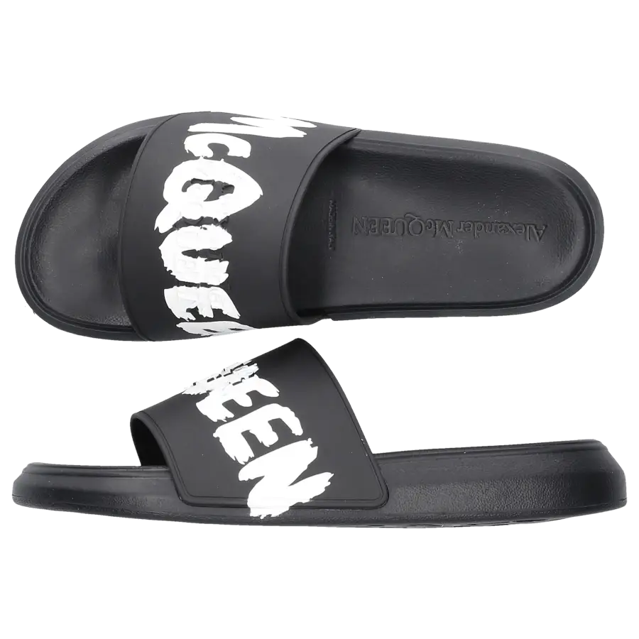 Alexander McQueen - Badeschuhe SLIDER GRAFFITI Kautschuk - schwarz