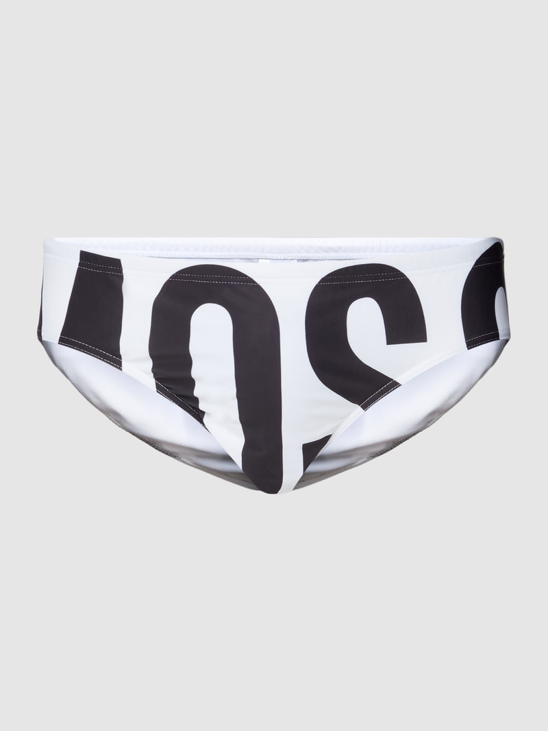 Badehose mit Logo-Print in weiß