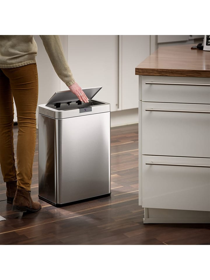 Echtwerk Edelstahl Abfalleimer mit Sensor 48 l in Silber günstig kaufen onesize