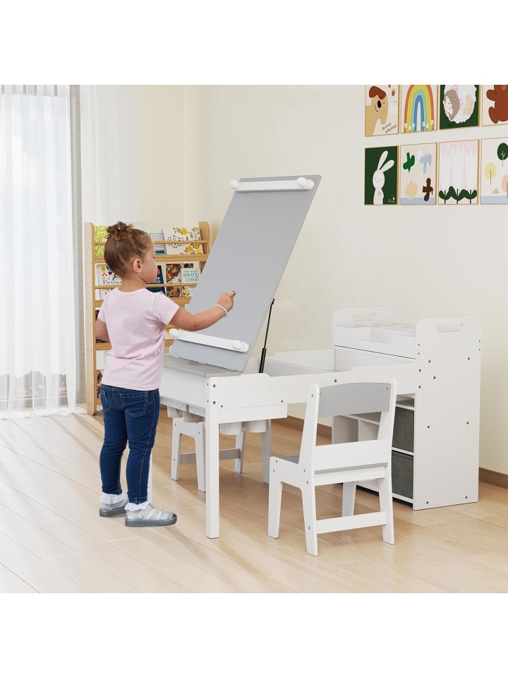 COSTWAY Kindertisch Set 3 in 1 mit Staffelei & Stauraum in Grau günstig kaufen onesize