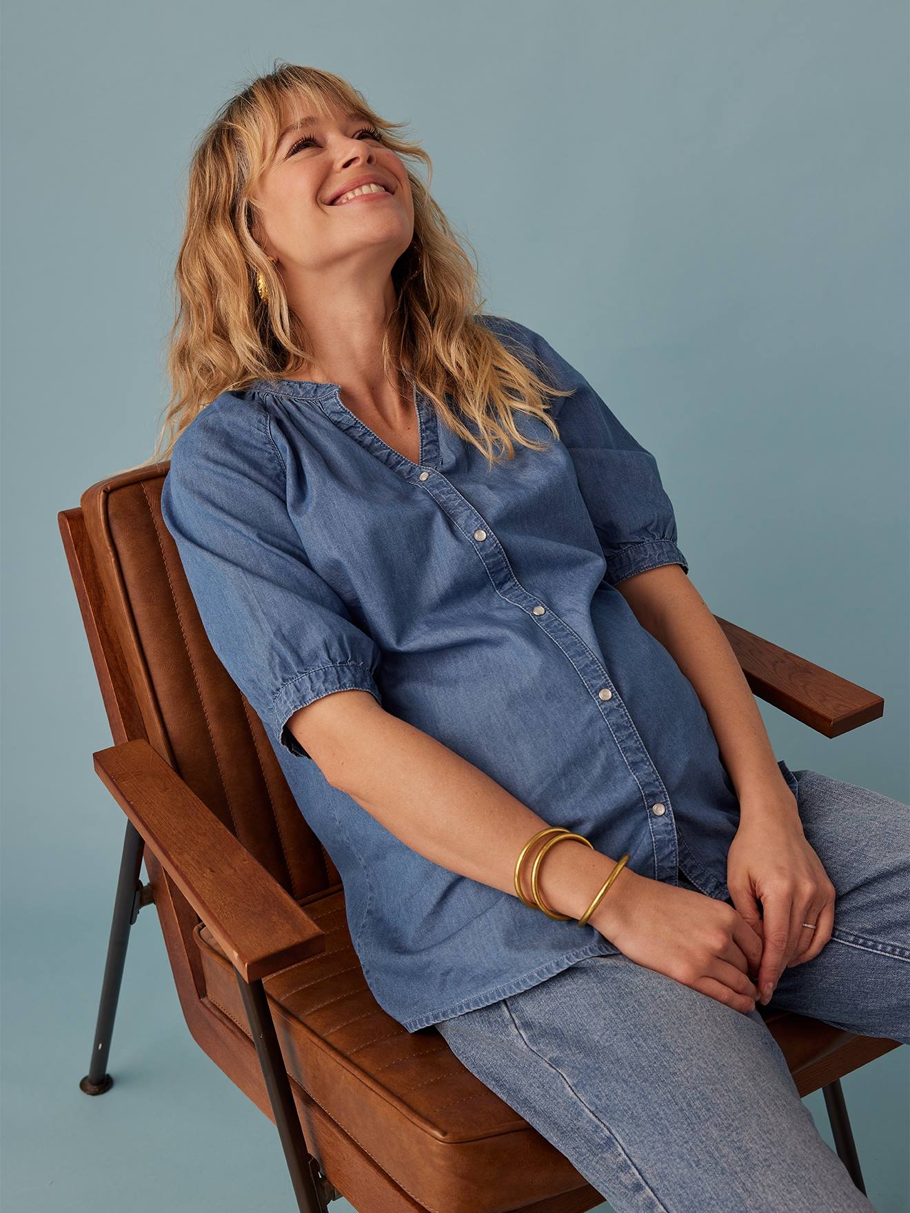 Envie de Fraise Kurzärmelige Umstandsbluse aus Light-Denim ENVIE DE FRAISE - double stone