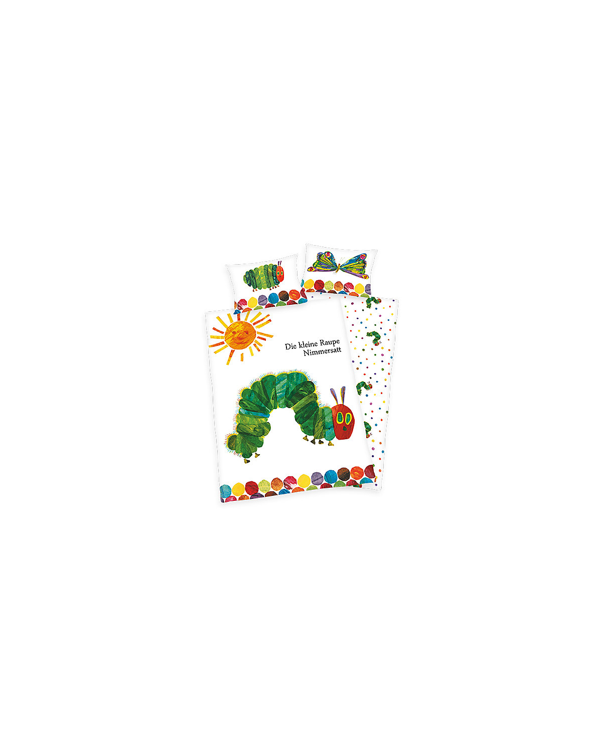 Kinder-Wendebettwäsche Kleine Raupe Nimmersatt, Linon, 135 x 200 + 80 x 80 cm