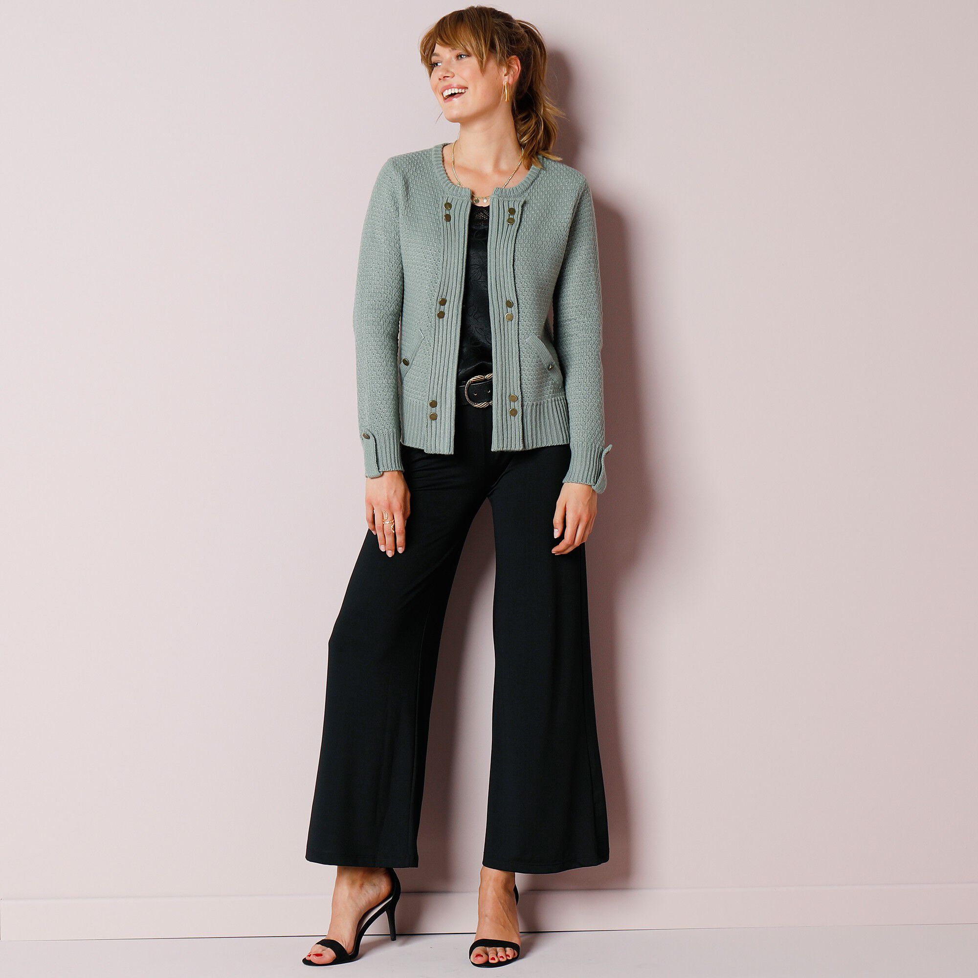 Pantalon large maille extensible
