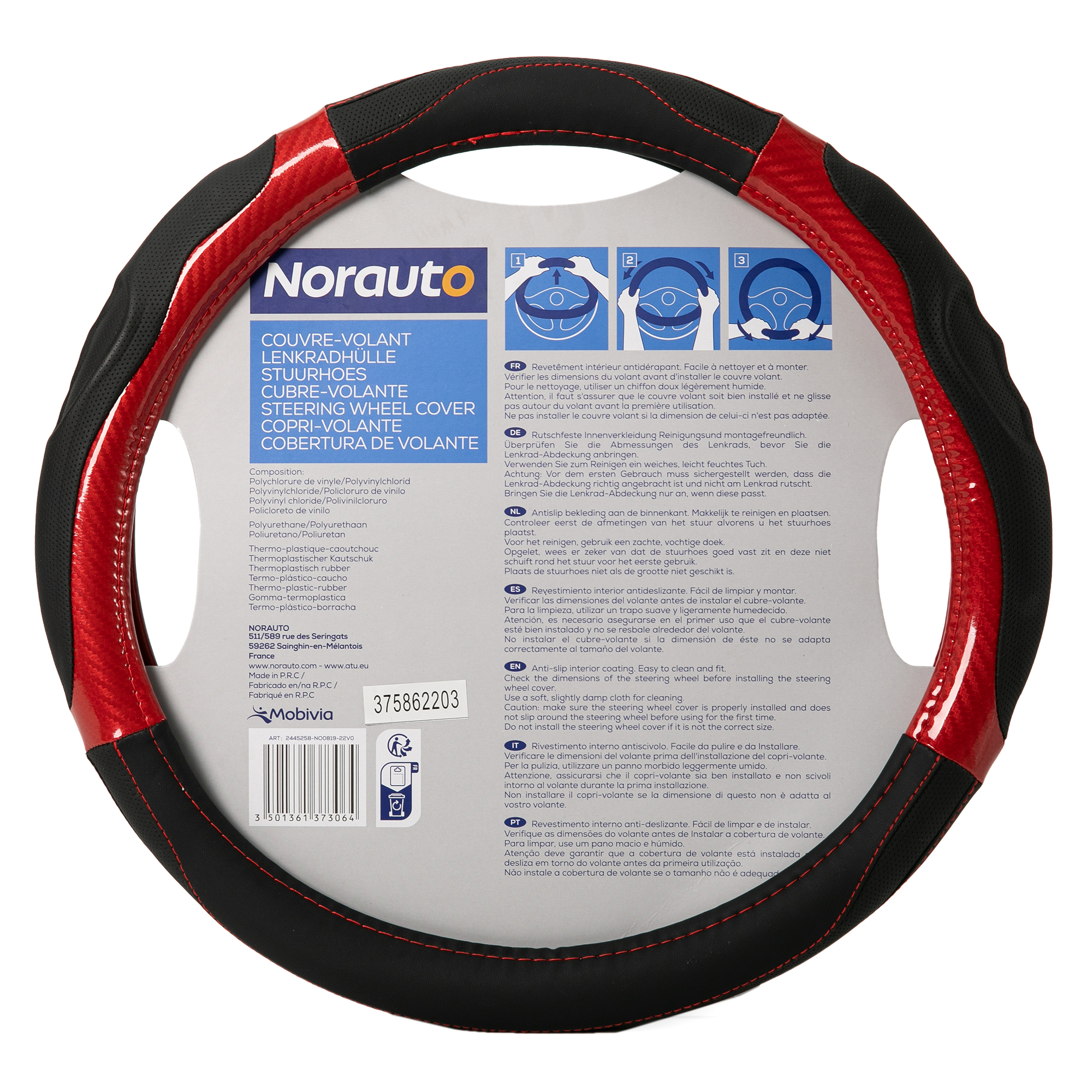 Norauto schwarz-roter Carbon-Lenkradbezug - ATU
