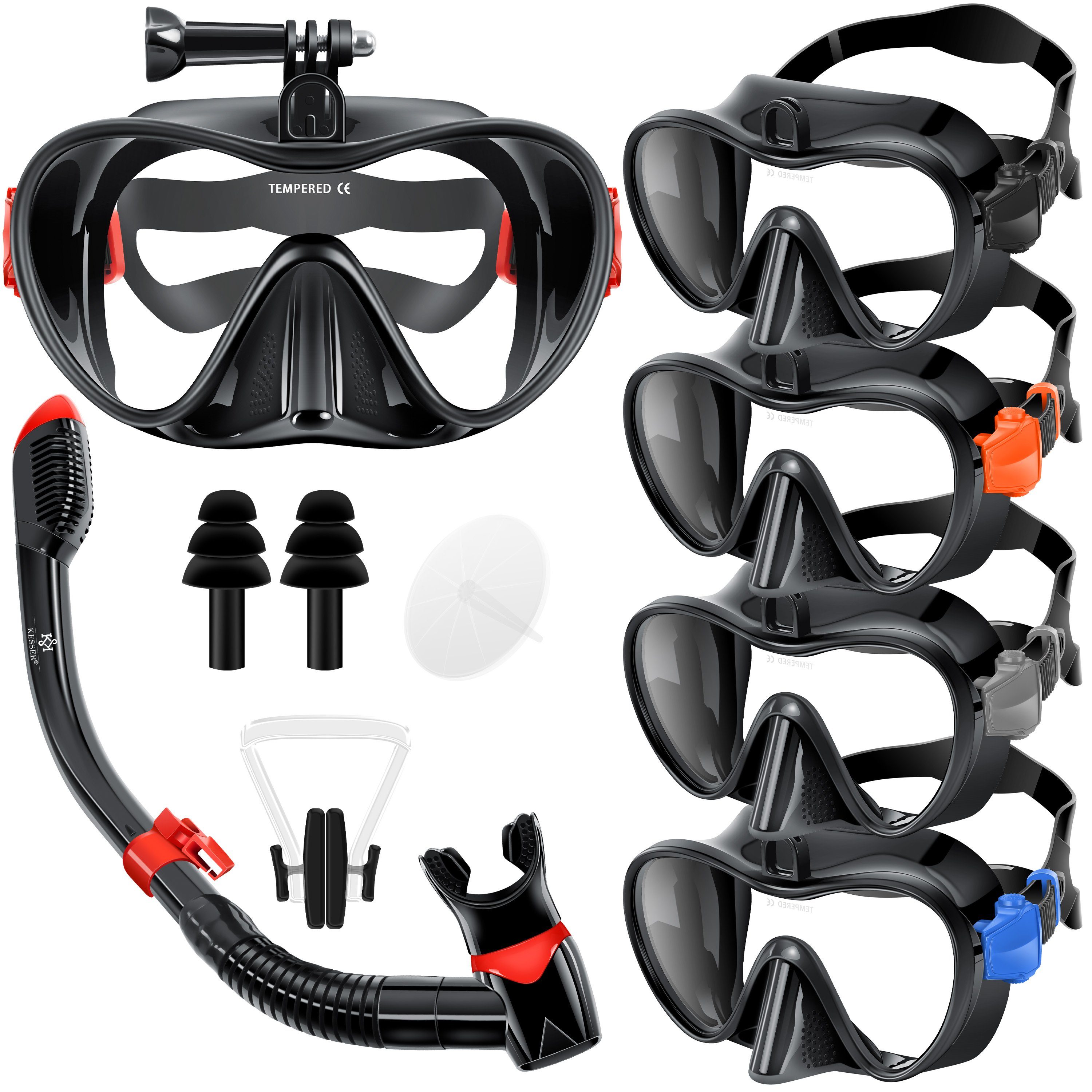 KESSER Taucherbrille, Schnorchelset Profi Taucherbrille Schnorchelmaske Tauchset