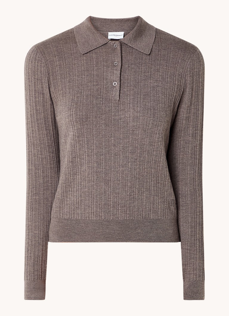 Claudie Pierlot Rib-knit wool polo shirt