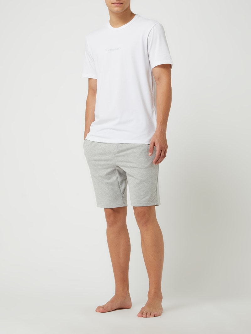 Sweatshorts mit Logo-Bund in mittelgrau meliert