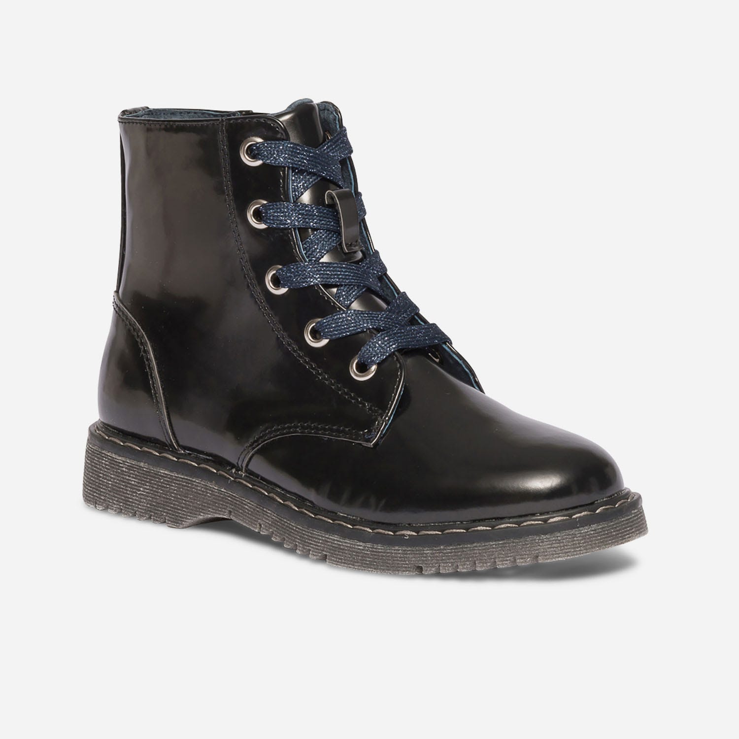Boots noir à lacet bleu pailleté
