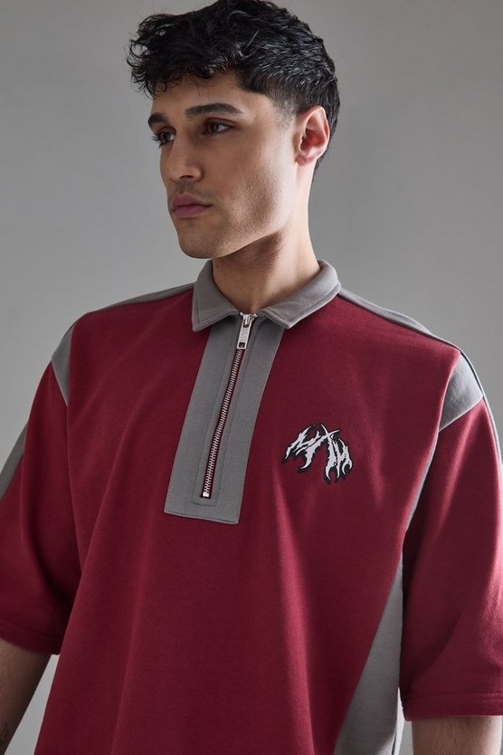 Oversize Colorblock Polo-Sweatshirt