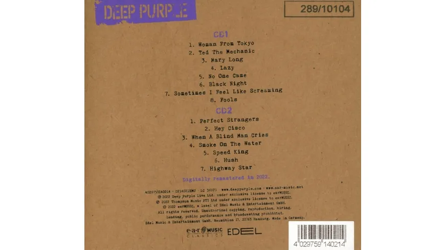 Live In Hong Kong (Ltd/2CD Digipak)