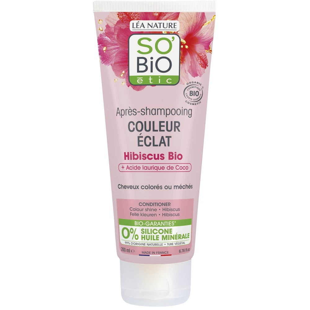 LÉA NATURE SO BiO étic Après-shampooing cheveux colorés ou méchés, Hibiscus bio Après-shampooing