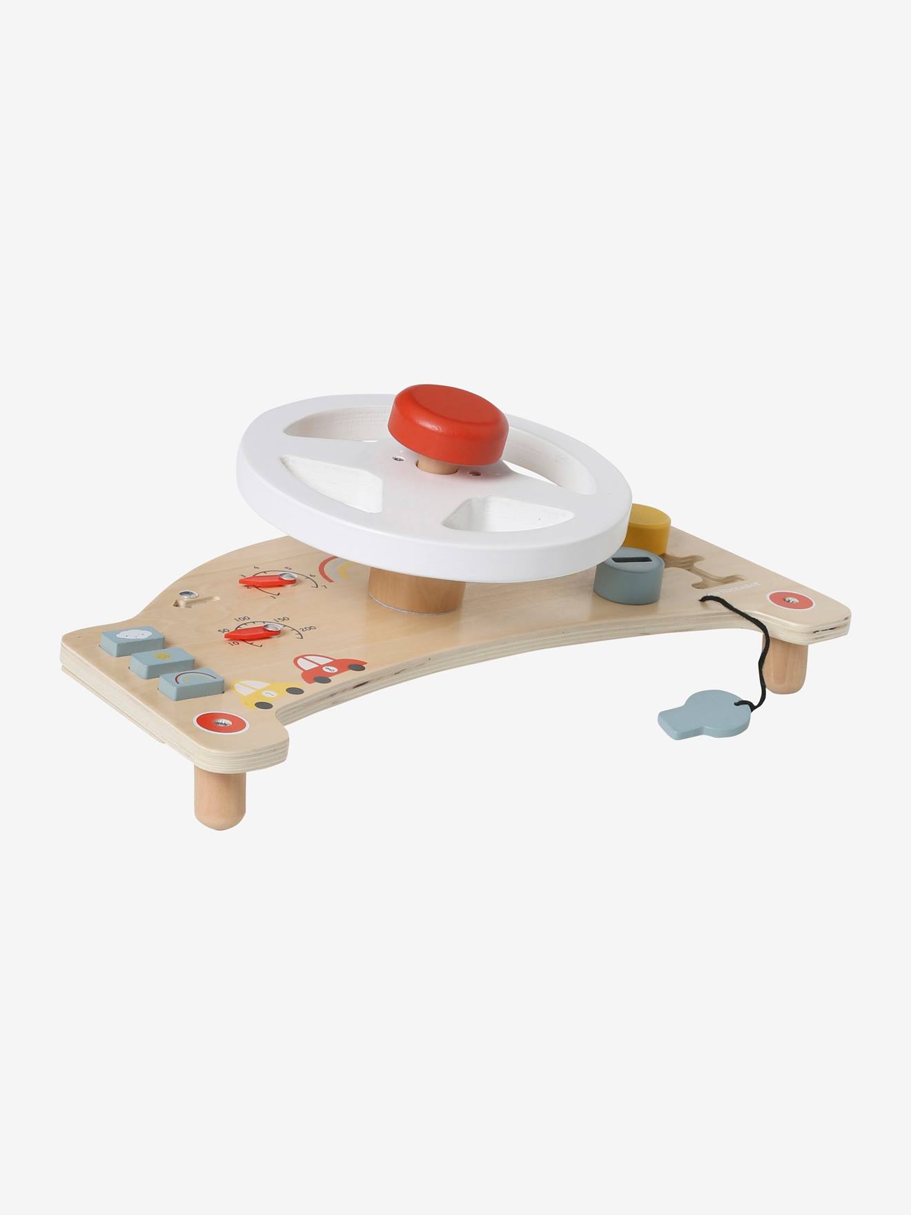 Vertbaudet Spiel-Lenkrad aus Holz FSC - beige