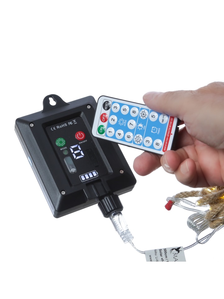 MARELIDA LED Solar Lichterkette Seil mit Fernbedienung, USB L: 5m in braun günstig kaufen onesize