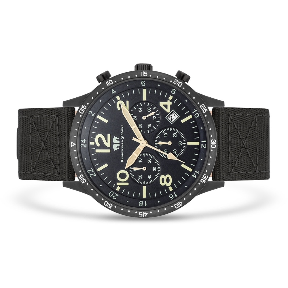 Rhodenwald & Söhne Chronographe Flight Captain en Noir Nylon en Noir Montre
