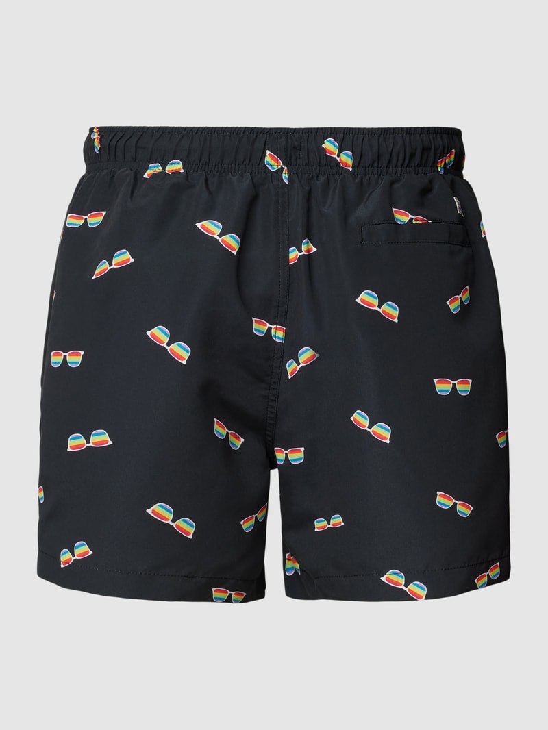 Badehose mit Allover-Muster in schwarz