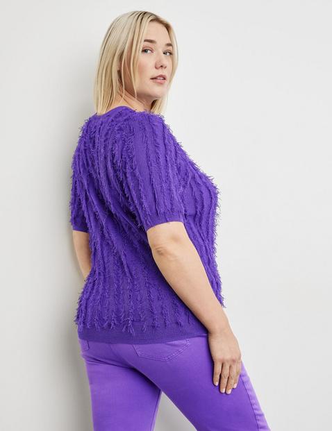 Kurzarmpullover mit Fransen-Details
