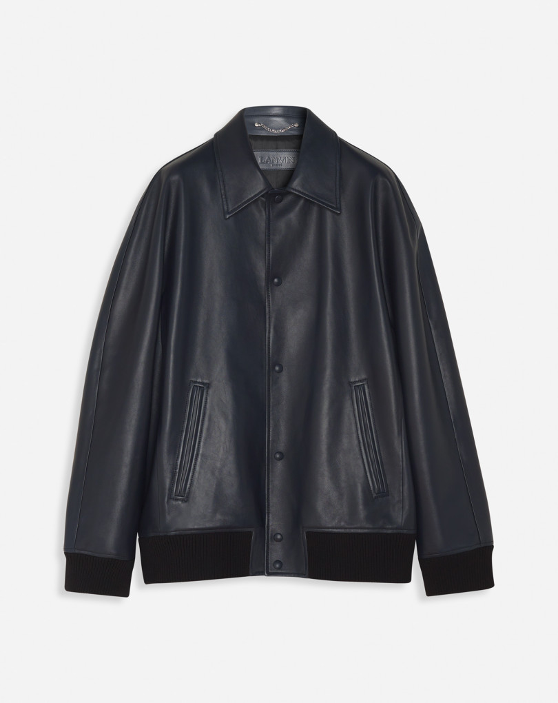 BLOUSON EN CUIR EFFET KIMONO