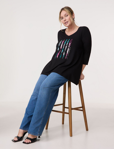 Ausgestelltes 3/4 Arm Shirt mit Frontprint