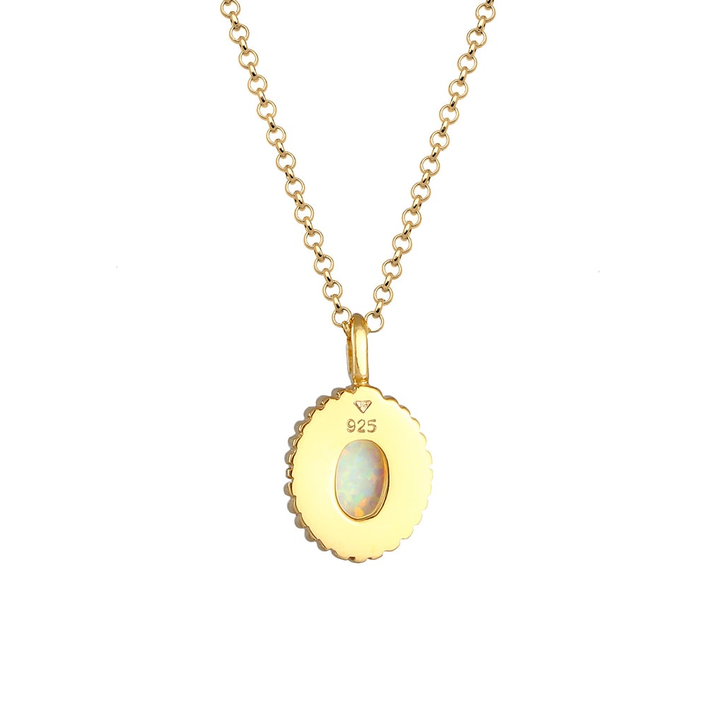 Elli Elli Collier Synthetischer Opal Oval Vintage 925er Silber collier