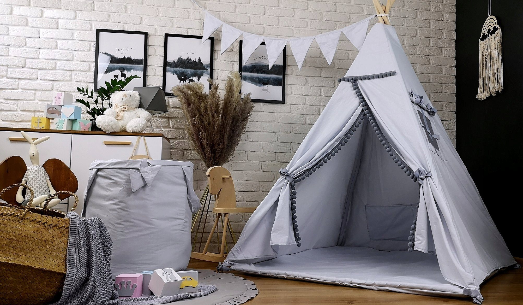 Pamek Tipi-Zelt Basic, Kinder Spielzelt, Teepee, Zelt mit Fenster, Tipizelt, Spielset, Personen: 2 (7 tlg), Sehr weiches und angenehmes Material