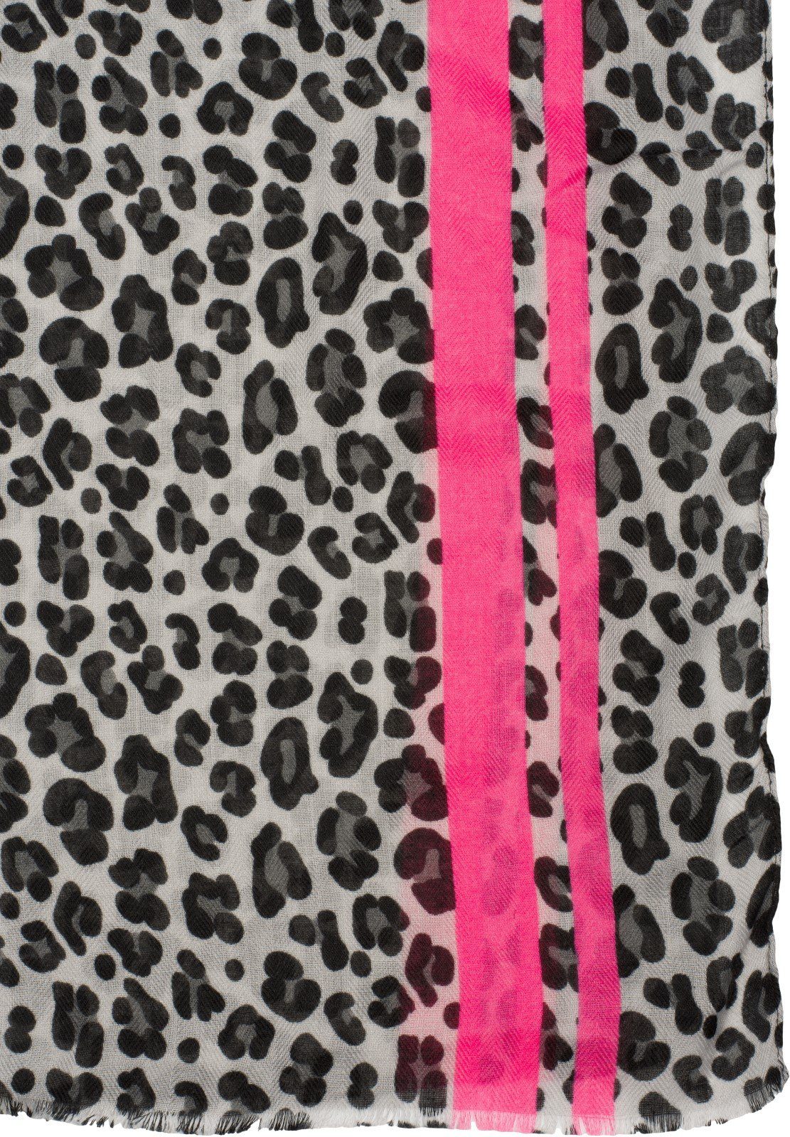 styleBREAKER Modeschal, (1-St), Weicher Schal mit Leoparden Print und Streifen