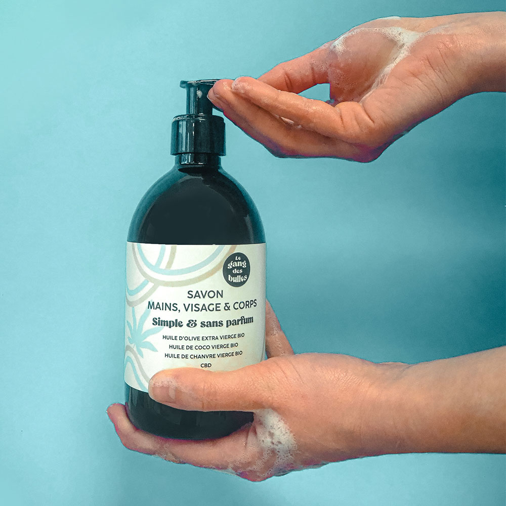 le gang des bulles Savon mains, visage  et  corps - simple et  sans parfum - 500 ml Savon